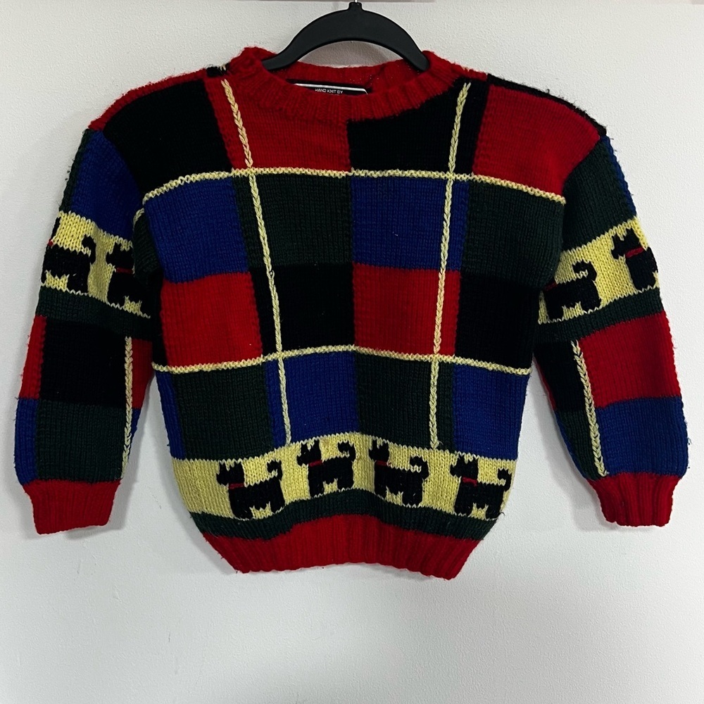 Berek Vintage Wool Hand Knit Scottie Dog Sweater